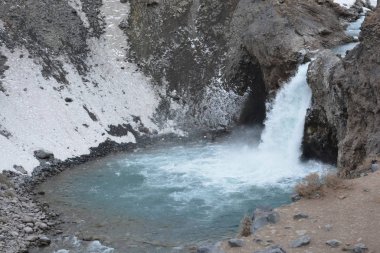 manzara, dağ kar ve şelale