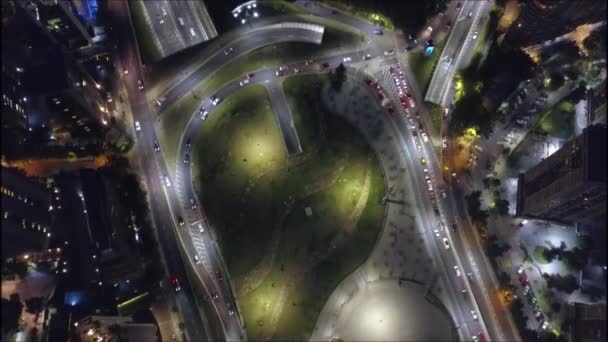Luchtfoto Van Een Stad Stadslichten — Stockvideo