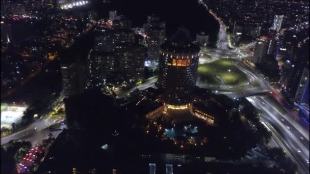 Bir Şehir Şehir Işıkları Havadan Görünümü — Stok video