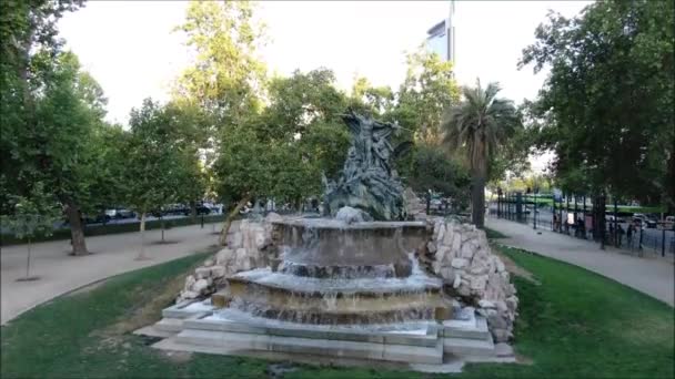 Aerial View Park Fountain — Stock Video