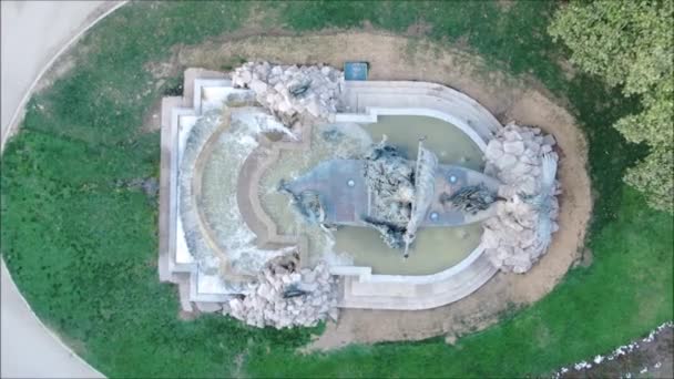 Vista Aérea Parque Uma Fonte — Vídeo de Stock