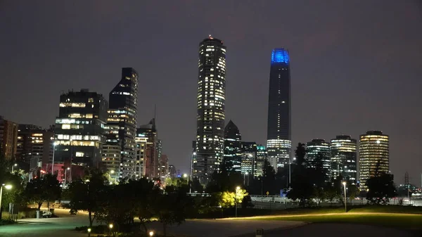Stadens Ljus Natten Santiago Chile — Stockfoto