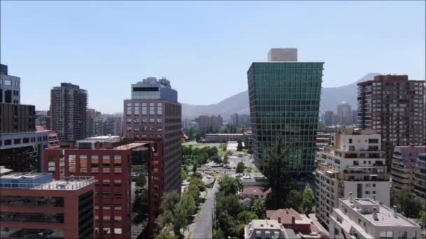 Luchtbeelden Van Stad Gebouwen Chili — Stockvideo