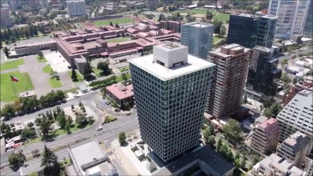 Luchtbeelden Van Stad Gebouwen Chili — Stockvideo
