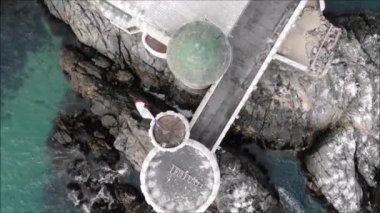 Şili 'de havadan görünüm şehir ve plaj