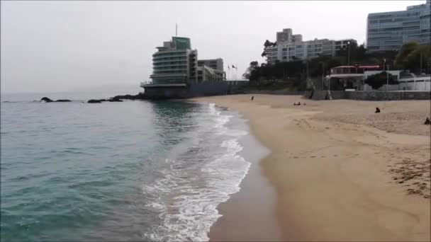 Luchtfoto Stad Strand Chili — Stockvideo