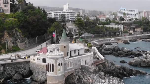Şili Havadan Görünüm Şehir Plaj — Stok video