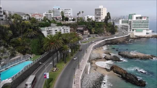 Vista Aérea Ciudad Playa Chile — Vídeos de Stock