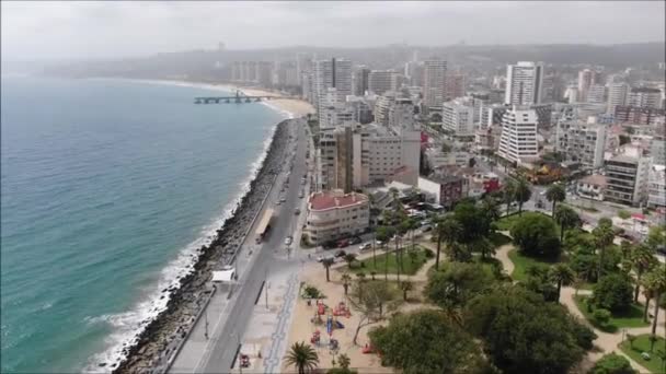 Luchtfoto Stad Strand Chili — Stockvideo
