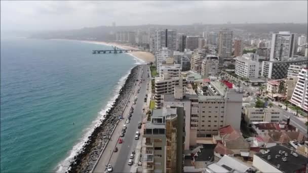 Вид Воздуха Город Пляж Чили — стоковое видео
