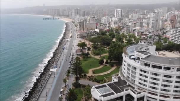 Luchtfoto Stad Strand Chili — Stockvideo