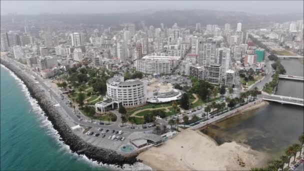 Luftaufnahme Stadt Und Strand Chile — Stockvideo