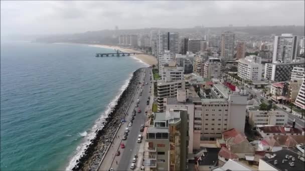 Вид Воздуха Город Пляж Чили — стоковое видео