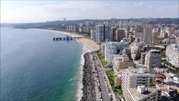 Filmati Aerei Una Città Una Spiaggia Cile — Video Stock