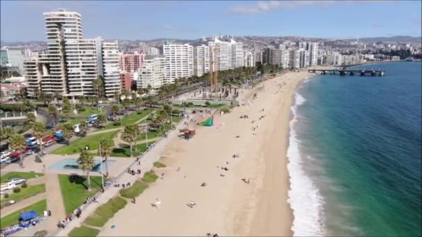 Város Strand Légi Felvételeit Chilében — Stock videók