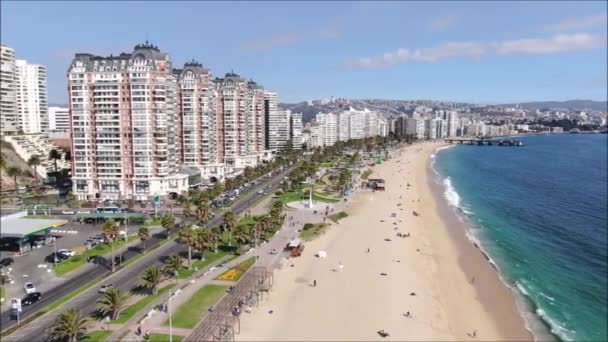 Város Strand Légi Felvételeit Chilében — Stock videók