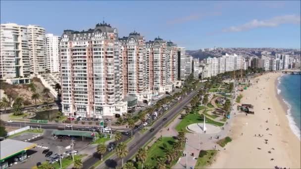 Aerial Footage City Beach Chile — Stock Video