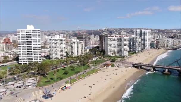 Imágenes Aéreas Una Ciudad Playa Chile — Vídeos de Stock