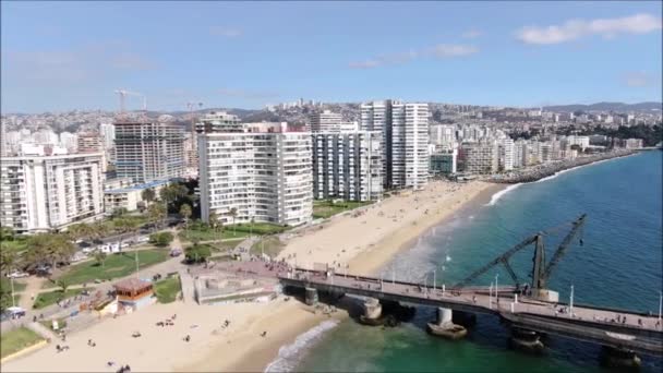 Zdjęcia Lotnicze Miasta Plaży Chile — Wideo stockowe