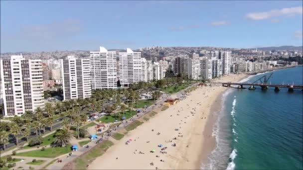 Zdjęcia Lotnicze Miasta Plaży Chile — Wideo stockowe