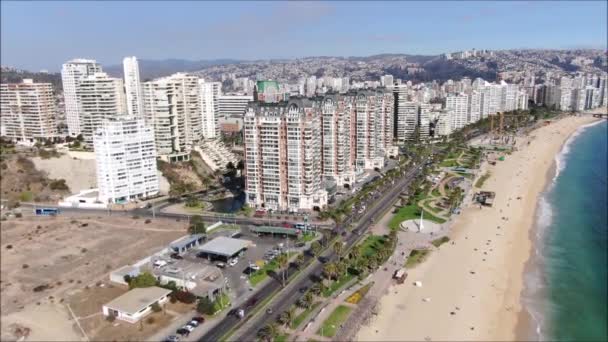 Filmati Aerei Una Città Una Spiaggia Cile — Video Stock