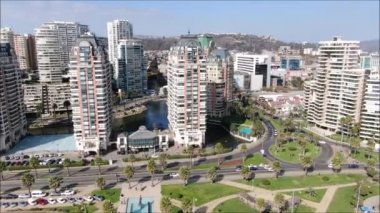 Şili 'de bir şehir ve plaj hava görüntüleri