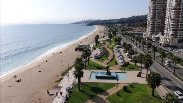 Luftaufnahmen Einer Stadt Und Eines Strandes Chile — Stockvideo