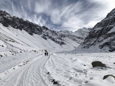 Şili dağ kar ve vadi peyzaj