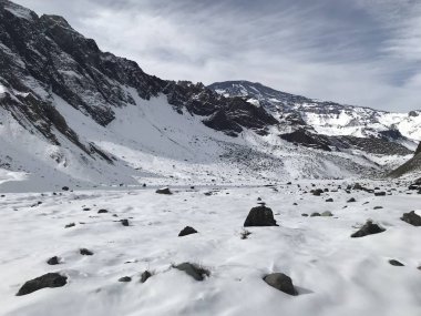 Şili dağ kar ve vadi peyzaj