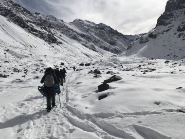Şili dağ kar ve vadi peyzaj