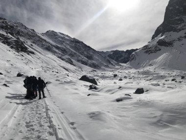 Şili dağ kar ve vadi peyzaj