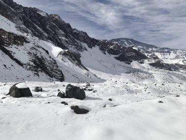 Şili dağ kar ve vadi peyzaj