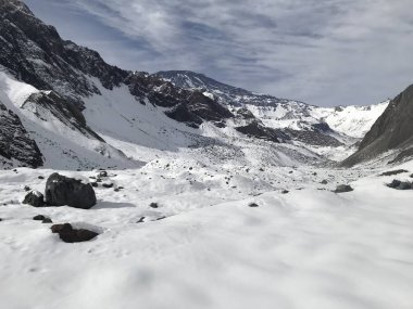 Şili dağ kar ve vadi peyzaj