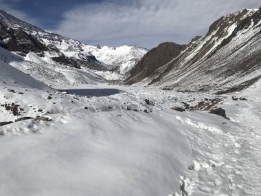 Şili dağ kar ve vadi peyzaj