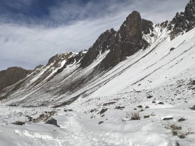 Şili dağ kar ve vadi peyzaj