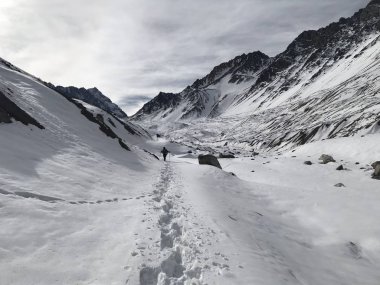 Şili dağ kar ve vadi peyzaj