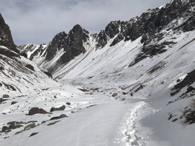 Şili dağ kar ve vadi peyzaj