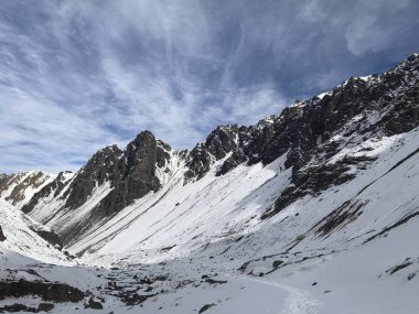 Şili dağ kar ve vadi peyzaj