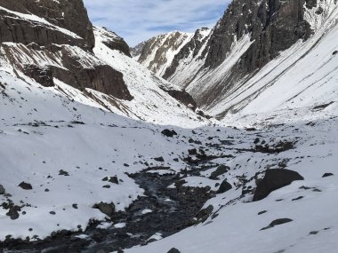 Şili dağ kar ve vadi peyzaj