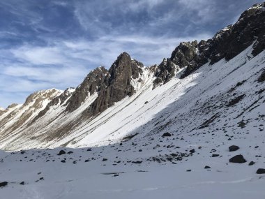 Şili dağ kar ve vadi peyzaj