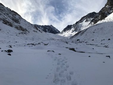 Şili dağ kar ve vadi peyzaj