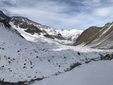 Şili dağ kar ve vadi peyzaj