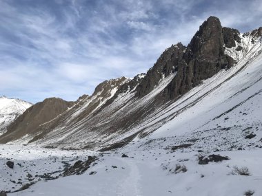 Şili dağ kar ve vadi peyzaj
