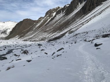 Şili dağ kar ve vadi peyzaj