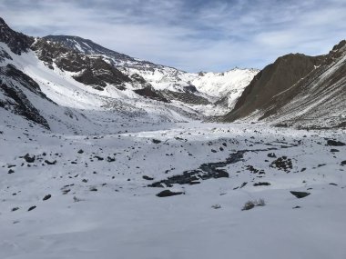 Şili dağ kar ve vadi peyzaj
