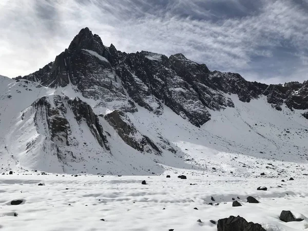 Şili dağ kar ve vadi peyzaj