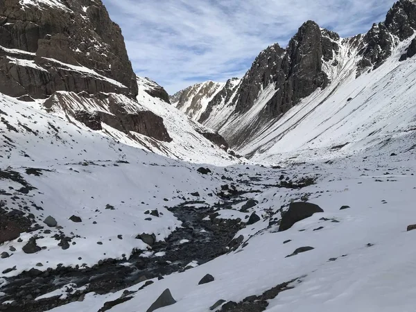 Şili dağ kar ve vadi peyzaj