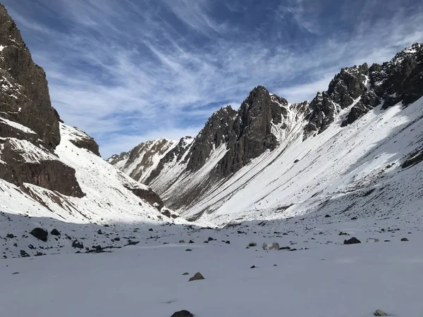 Şili dağ kar ve vadi peyzaj