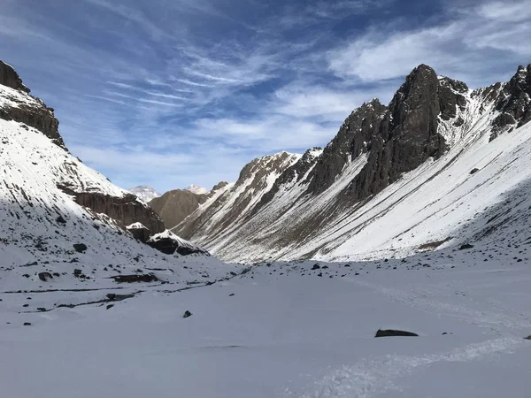 Şili dağ kar ve vadi peyzaj