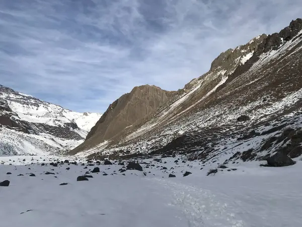 Şili dağ kar ve vadi peyzaj